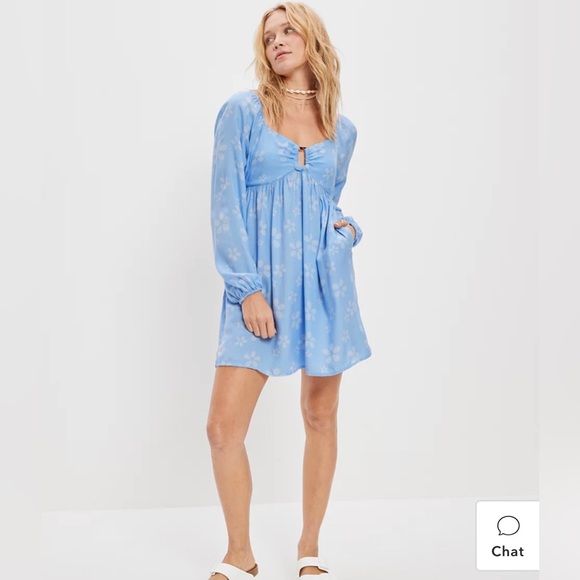 **TAGS STILL ON Floral Long-Sleeve Ring-Front Mini Dress - Picture 1 of 5